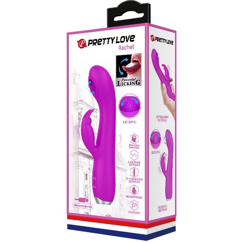PRETTY LOVE - VIBRATEUR RECHARGEABLE RACHEL AVEC VENTOUSE VIOLETTE
