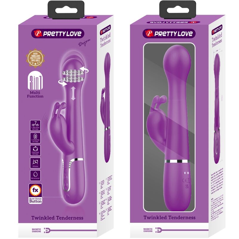 PRETTY LOVE - VIBRATEUR LAPIN MULTIFONCTION 3 EN 1 DEJON VIOLET
