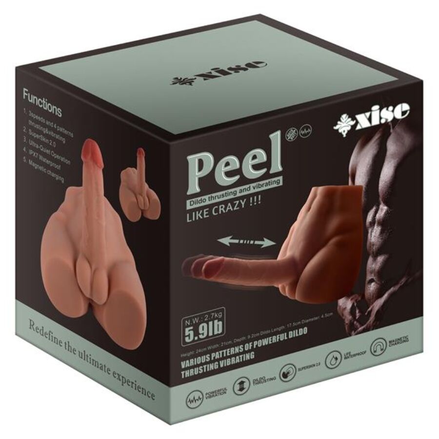 XISE - PEEL DILDO ASS MASTURBATEUR RÉALISTE À PILULE AVANT AVEC POUSSE 17,5 CM