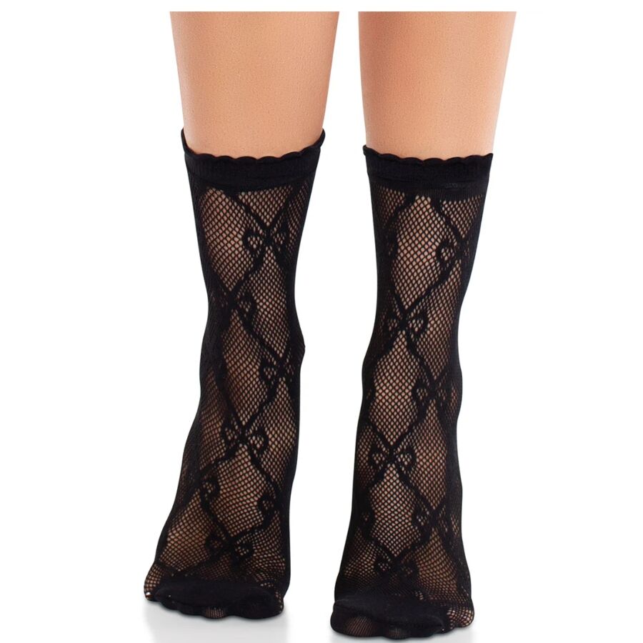 LEG AVENUE - CHAUSSETTES NOIRES EN DENTELLE AVEC NŒUD