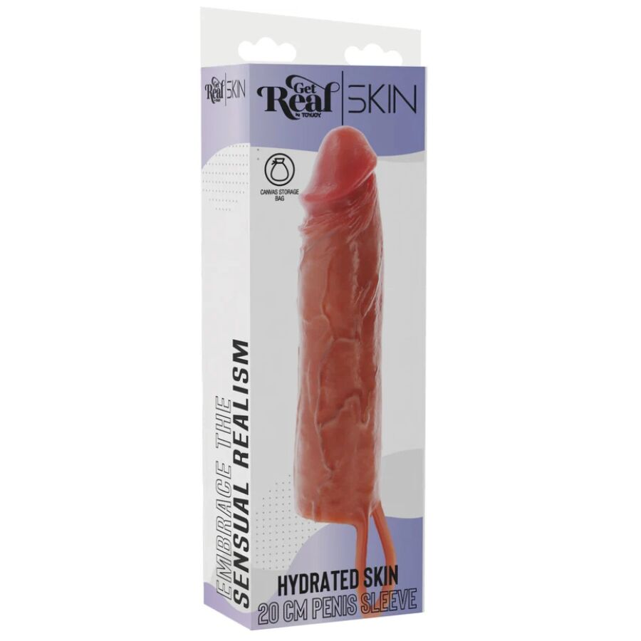 GET REAL - MANCHON PÉNIS EN SILICONE HYDRATANT CARAMEL 20 CM