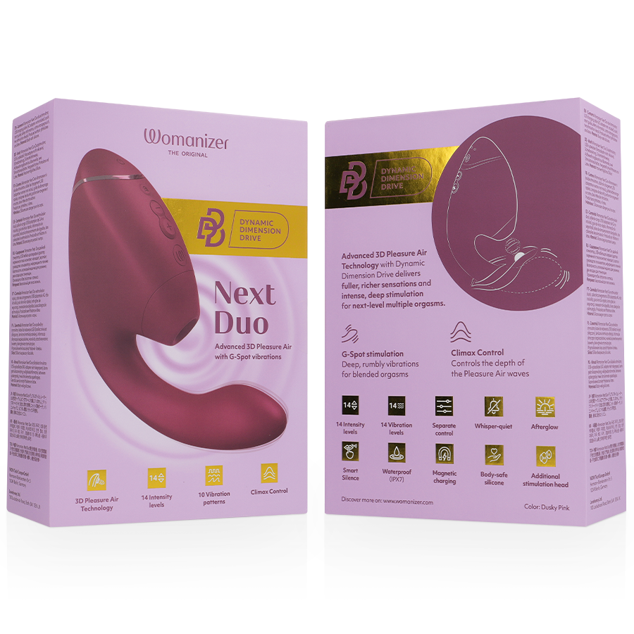 WOMANIZER - DUO NEXT STIMULATEUR CLITORIAL ET DE POINT G DOUBLE ROSE FOYER
