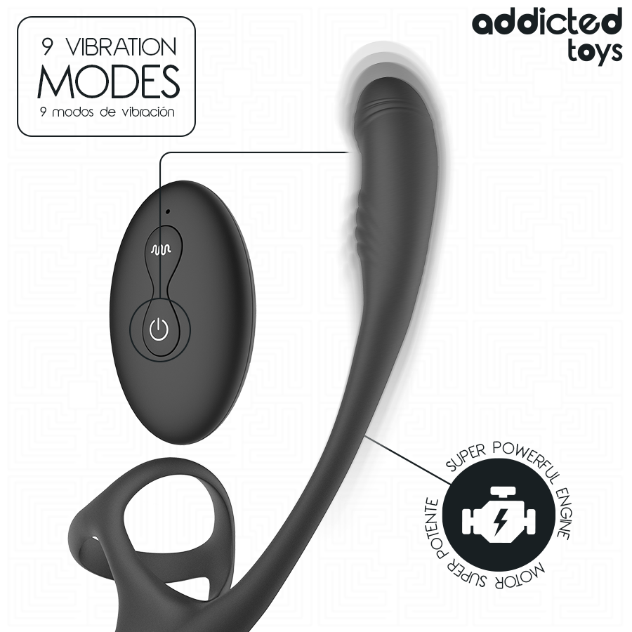 ADDICTED TOYS - PLUG ANAL AVEC VIBRATION, ONDULATION À 360° ET STIMULATEUR DE TESTICULES