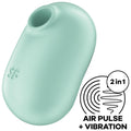 SATISFYER - STIMULATEUR ET VIBRATEUR DOUBLE AIR PULSE PRO TO GO 2 VERT