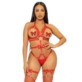 LEG AVENUE - KINK - HARNAIS CLOUTÉ O-RING TEDDY TAILLE M - ROUGE