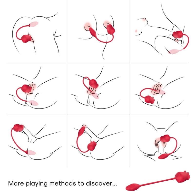 ARMONY - STIMULATEUR D'ASPIRATION ET VIBRATEUR ROSE 2 EN 1 10 MODES AVEC QUEUE ROUGE