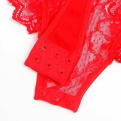 SUBBLIME - TEDDY AVEC JARRETIÈRE AVEC DÉTAIL DENTELLE ET BANDES ROUGE L/XL