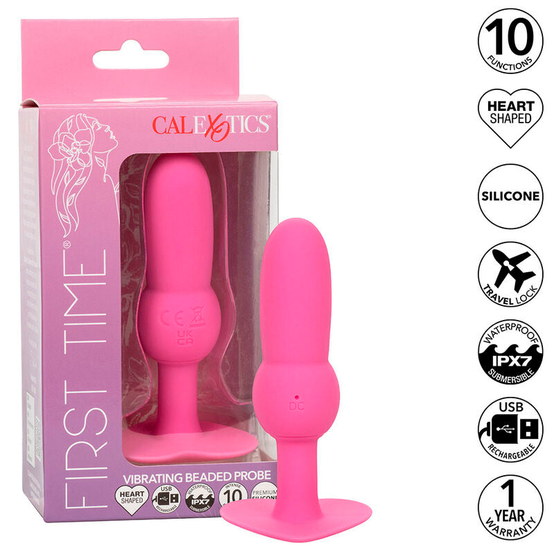 CALEXOTICS - FIRST TIME SONDE ANAL PLUG PERLÉE 10 VIBRATIONS ROSE