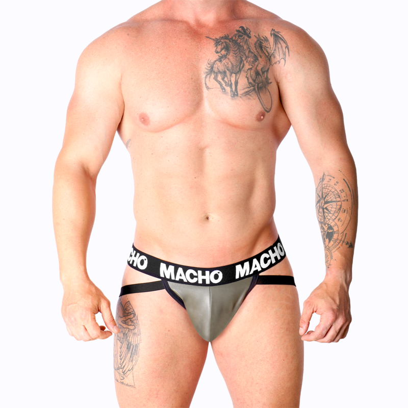 MACHO - MX27GR JOCK CUIR GRIS BEIGE M