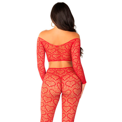 LEG AVENUE - CROP TOP + BAS ROUGE TAILLE UNIQUE