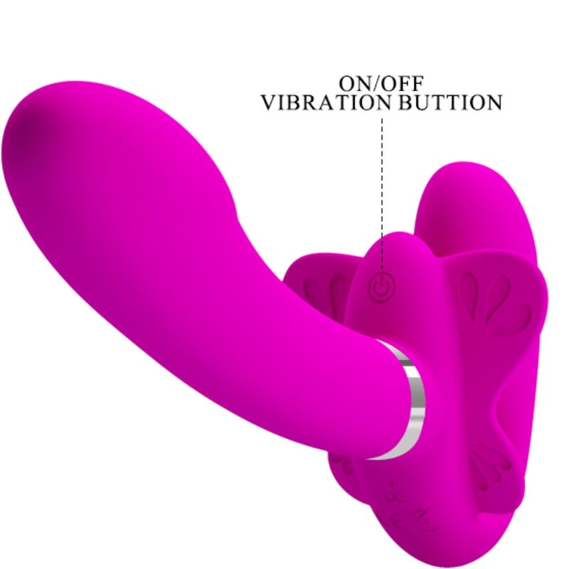 PRETTY LOVE - VIBRATEUR DOUBLE STRAP-ON VALERIE 12 VIBRATIONS VIOLET