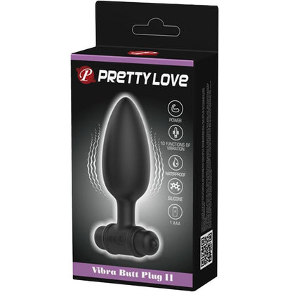 PRETTY LOVE - VIBRA BUTT PLUG 2 PLUG ANAL 10 VIBRATIONS NOIR
