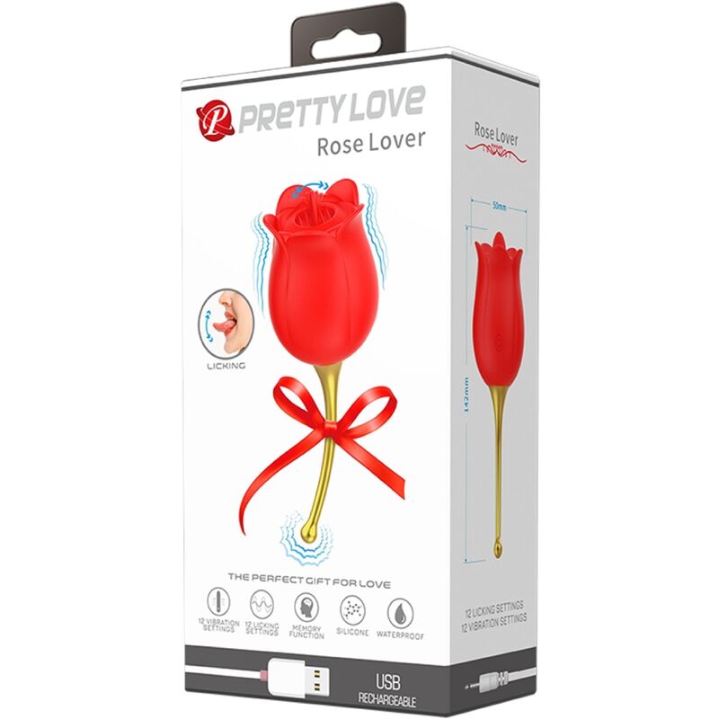PRETTY LOVE - ROSE LOVER STIMULATEUR DE CLITORIS ROSE 12 VIBRATIONS ROUGE