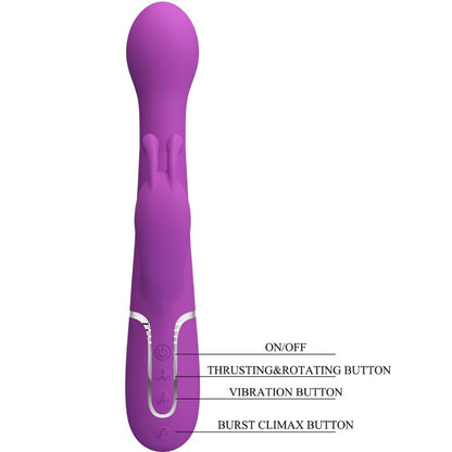 PRETTY LOVE - VIBRATEUR LAPIN MULTIFONCTION 3 EN 1 DEJON VIOLET