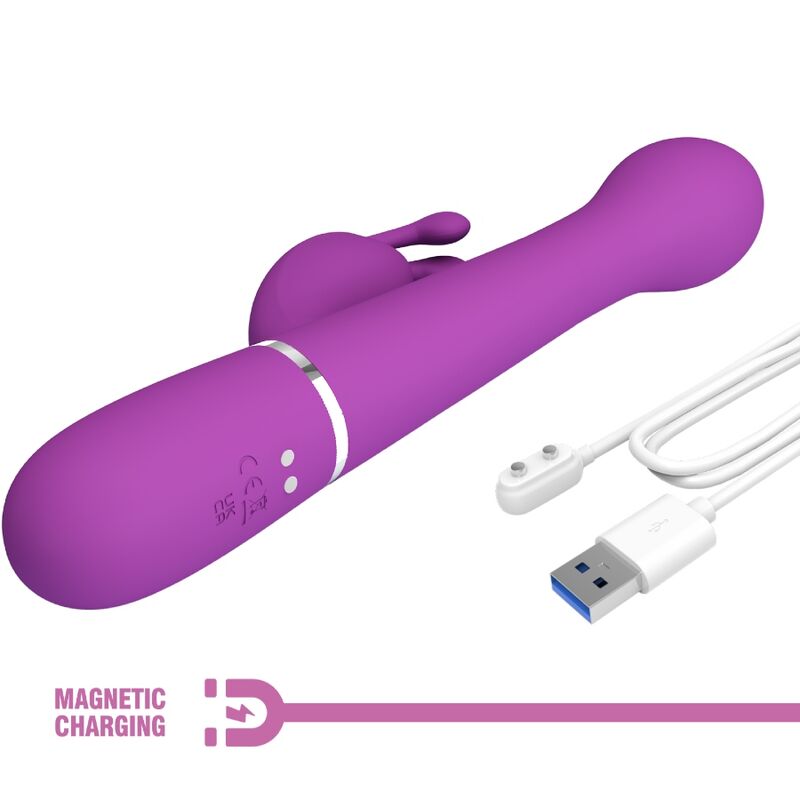 PRETTY LOVE - VIBRATEUR LAPIN MULTIFONCTION 3 EN 1 DEJON VIOLET