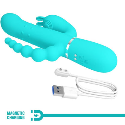 PRETTY LOVE - CAMMY 4 EN 1 VIBRATEUR MULTIFONCTION TRIPPLE RABBIT BLEU