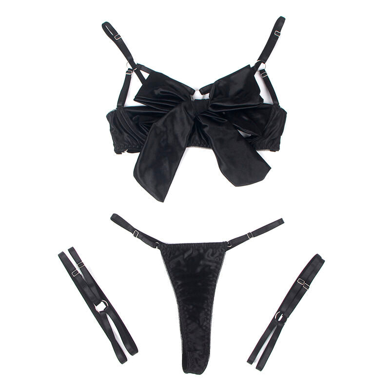 SUBBLIME - 955199 ENSEMBLE SOUTIEN-GORGE AVEC NŒUD NOIR RÉGLABLE S/M