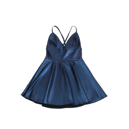 SUBBLIME - 955427 ROBE À BRETELLES EN CUIR BLEU L/XL
