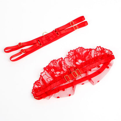 SUBBLIME - 957513 ENSEMBLE SOUTIEN-GORGE ET JARRETELLE EN DENTELLE ROUGE L/XL