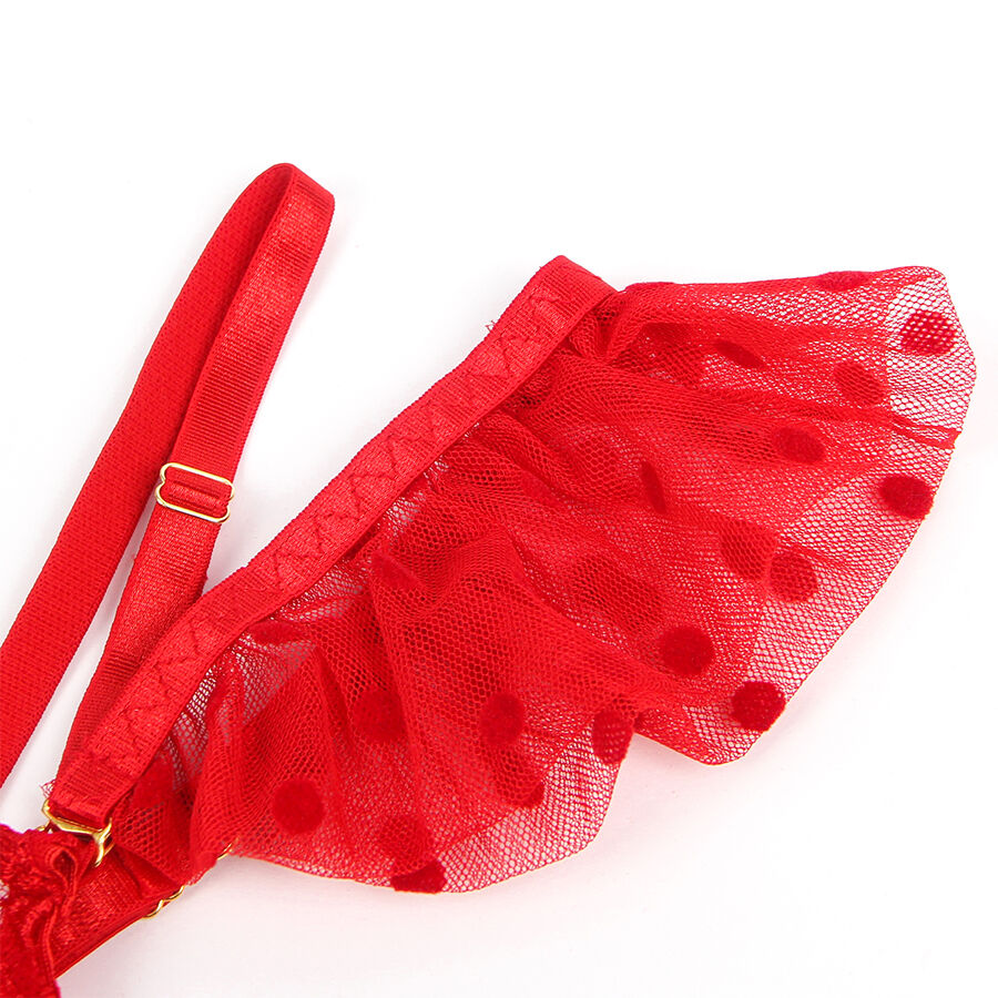 SUBBLIME - 957513 ENSEMBLE SOUTIEN-GORGE ET JARRETELLE EN DENTELLE ROUGE L/XL