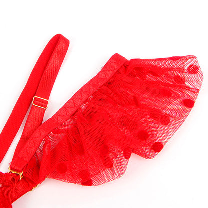 SUBBLIME - 957513 ENSEMBLE SOUTIEN-GORGE ET JARRETELLE EN DENTELLE ROUGE L/XL
