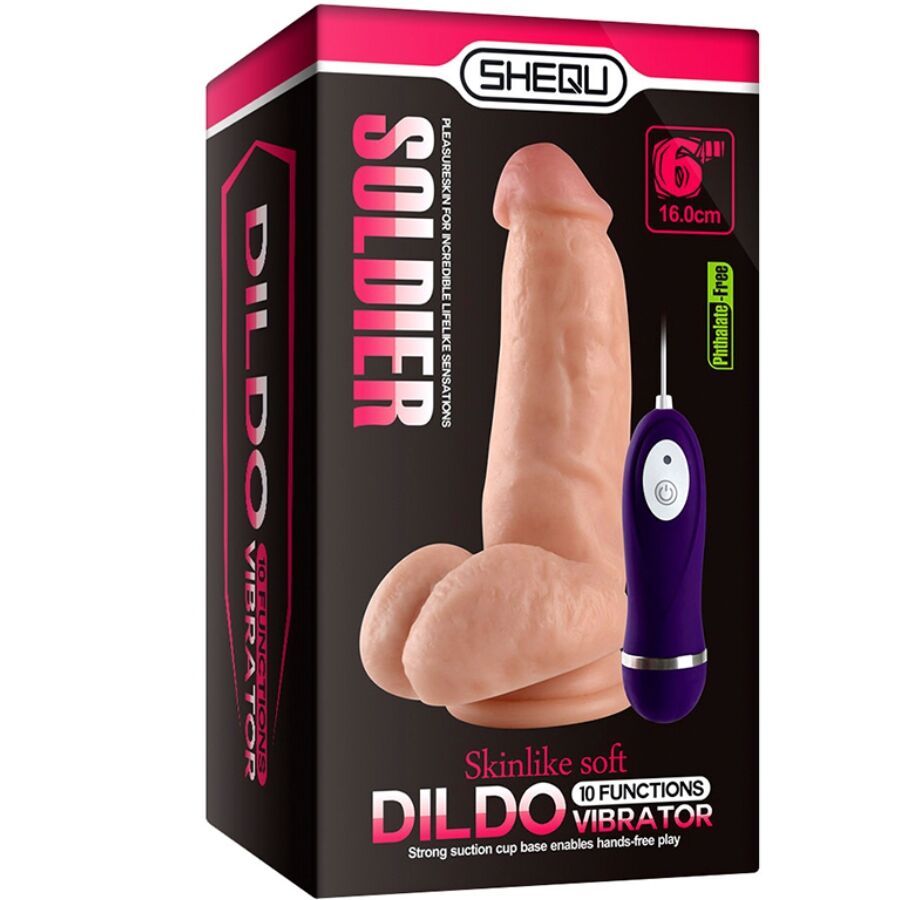SHEQU - SOLDAT VIBRATEUR DILDO AVEC TÉLÉCOMMANDE 16 CM