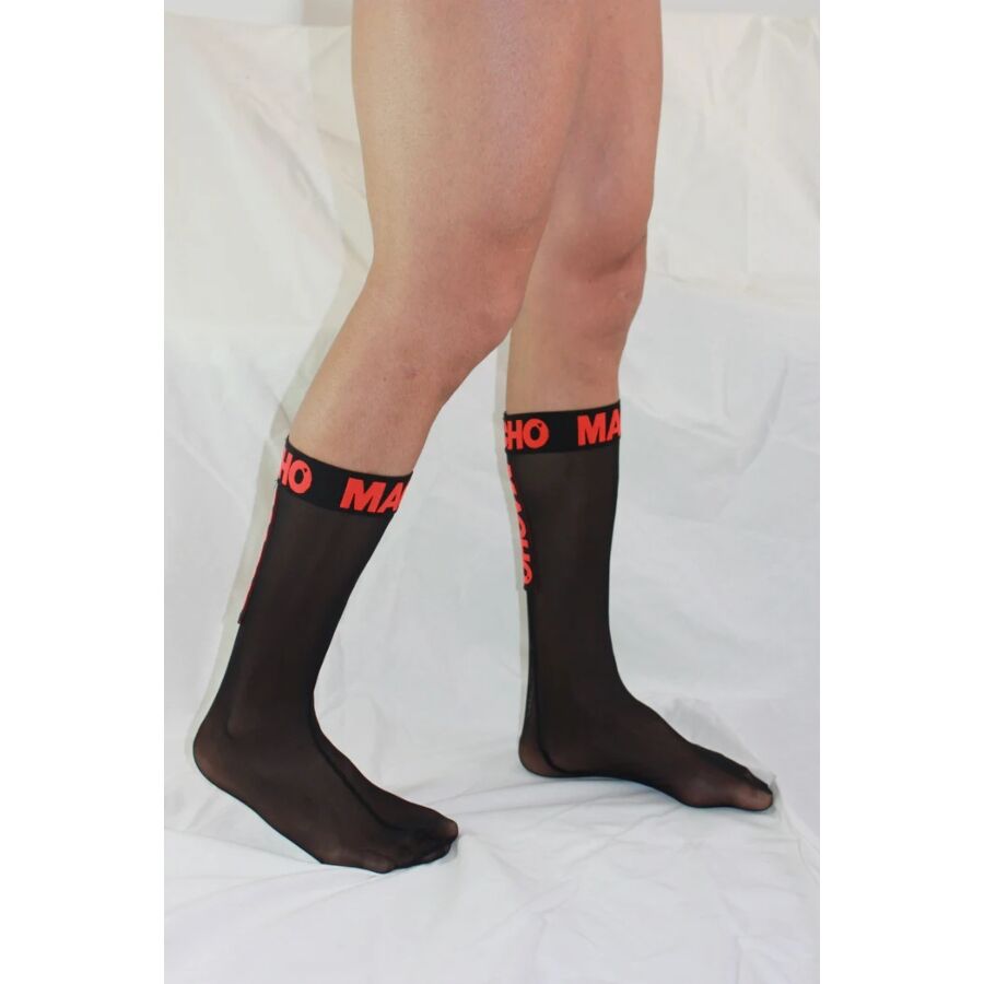 MACHO - CHAUSSETTES FINES TAILLE UNIQUE NOIR/ROUGE