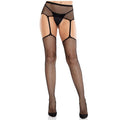 LEG AVENUE - BAS EN DENTELLE AVEC CROIX ET PORTE-JARRETELLES NOIR