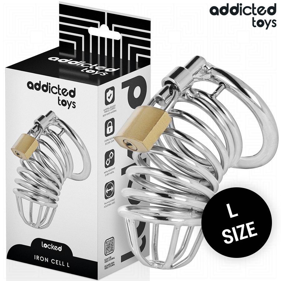 ADDICTED TOYS LOCKED - CAGE À PÉNIS EN MÉTAL IRON CELL 5 CM TAILLE L