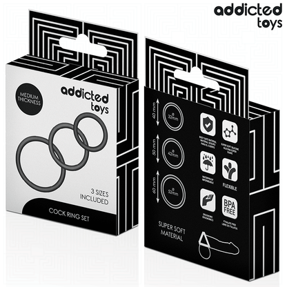 ADDICTED TOYS - LOT DE ANNEAUX EN SILICONE MODÈLE 2
