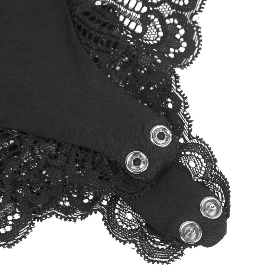 SUBBLIME - TEDDY DÉTAIL DENTELLE FLORALE NOIR S/M