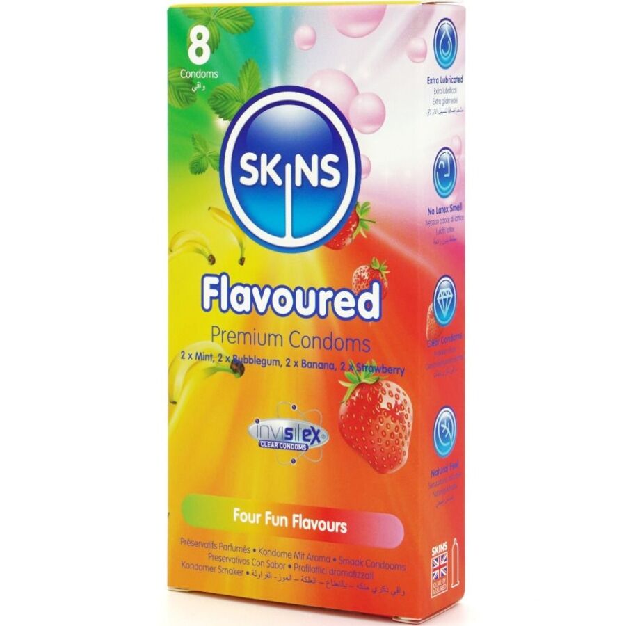 SKINS - PACK DE 8 PRÉSERVATIFS PREMIUM MULTI-SAVEURS
