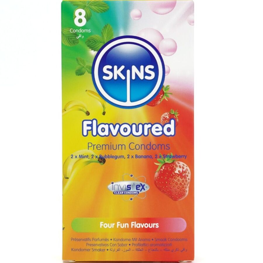SKINS - PACK DE 8 PRÉSERVATIFS PREMIUM MULTI-SAVEURS
