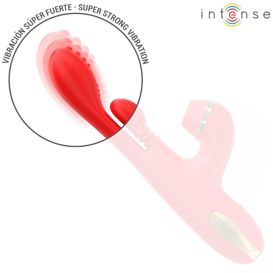 INTENSE - STIMULATEUR DE CLITORIS MULTIFONCTION KATY 4 TÊTES INTERCHANGEABLES ROUGE