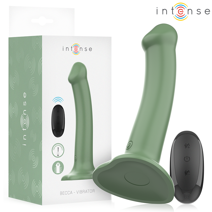 INTENSE - BECCA VIBRATEUR AVEC VENTOUSE 10 VIBRATIONS TÉLÉCOMMANDE VERTE