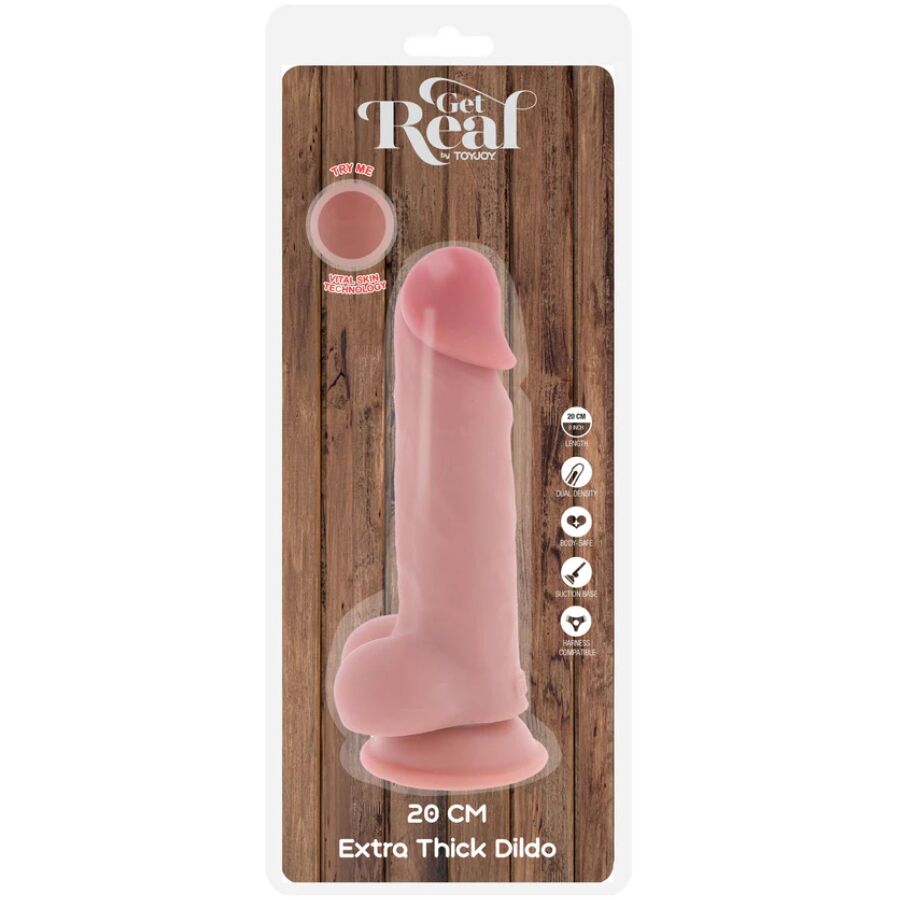GET REAL - PÉNIS RÉALISTE DE LUXE AVEC TESTICULES EXTRA ÉPAIS DE 20 CM