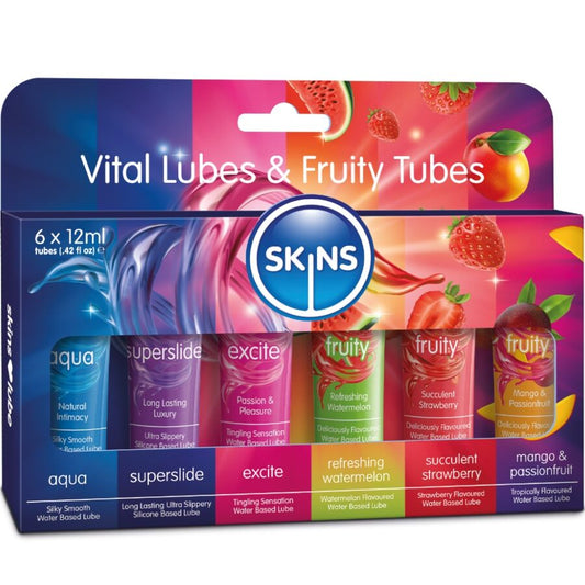 KIT DE LUBRIFIANTS VITAL & FRUITY POUR LA PEAU - 6 x 12 ML