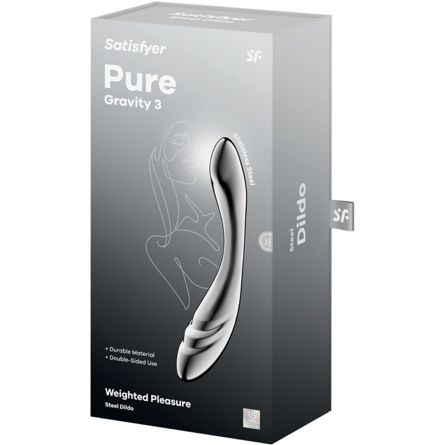 SATISFYER - PURE GRAVITY 3 GODEMICHET DOUBLE EXTRÉMITÉ EN ACIER INOXYDABLE