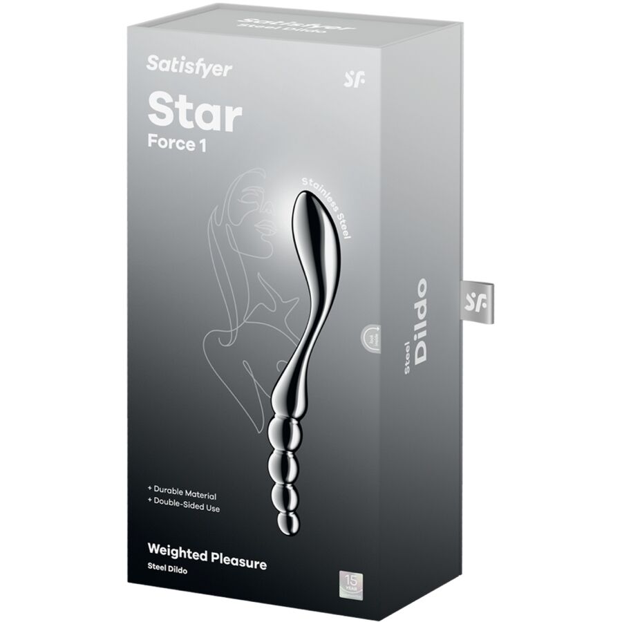 SATISFYER - STAR FORCE 1 GODEMICHET DOUBLE EN ACIER INOXYDABLE