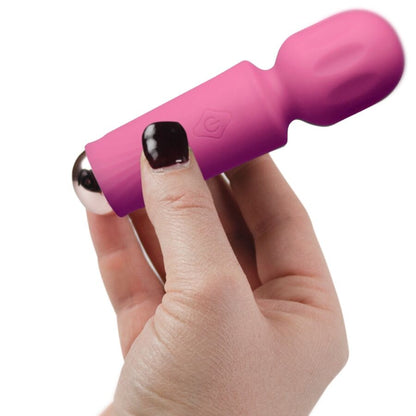 ROCKS-OFF - MINI BAGUETTE RECHARGEABLE 16 FONCTIONS ROSE PIVOINE