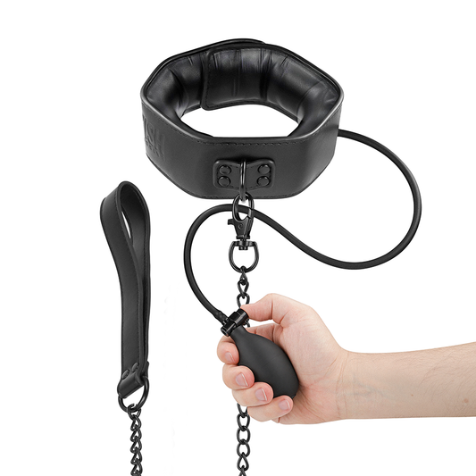 FETISH SUBMISSIVE BONDAGE - COLLIER D'ÉTRANGLEMENT GONFLABLE AVEC CHAÎNE
