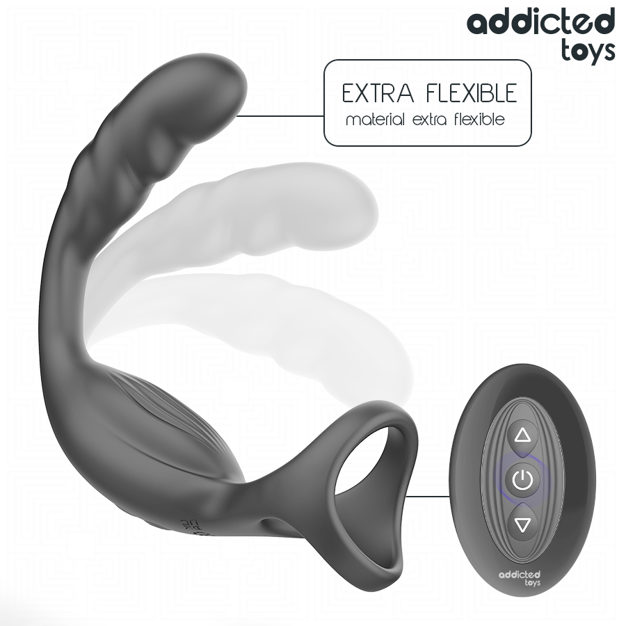 ADDICTED TOYS - ANNEAU PÉNIS PROSTATIQUE DOUBLE AVEC TÉLÉCOMMANDE