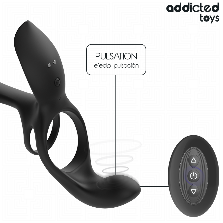 ADDICTED TOYS - ANNEAU DOUBLE PÉNIS AVEC STIMULATEUR CLITORIAL