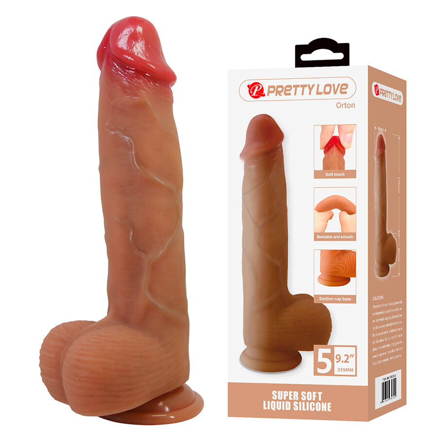 PRETTY LOVE - ORTON GODEMICHET RÉALISTE AVEC VENTOUSE 23,5 CM -Ø- 4,9 CM