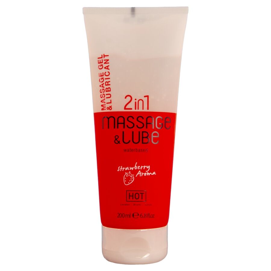 HOT - GEL DE MASSAGE ET DE GLISSE 2 EN 1 À LA FRAISE 200 ML