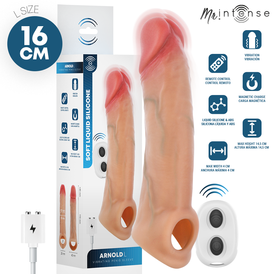 MR INTENSE - ARNOLD L MANCHON PÉNIS VIBRANT ULTRA-RÉALISTE AVEC TÉLÉCOMMANDE 16 CM -Ø- 4,5 CM