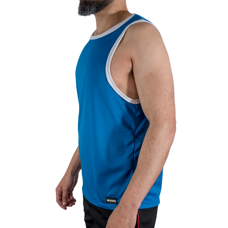 MACHO - CMV002 T-SHIRT DE SPORT BLEU L/XL