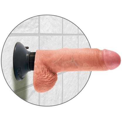 KING COCK - GODE VIBRATEUR AVEC TESTICULES 17.78 CM NATUREL