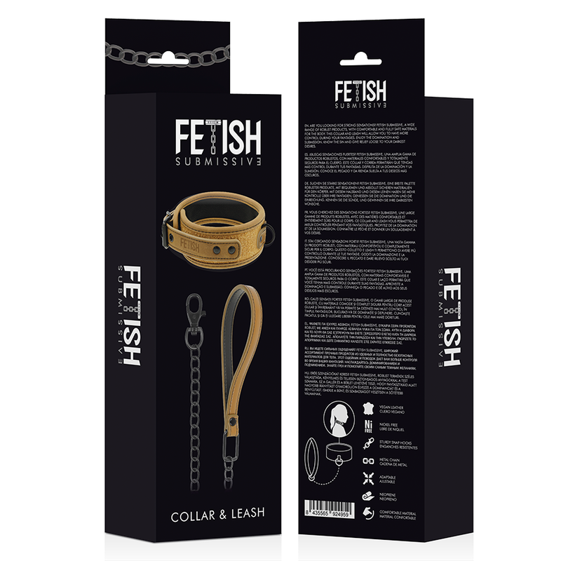 FETISH SUBMISSIVE ORIGIN - COLLIER CHAÎNE DOUBLÉE DE NÉOPRÈNE